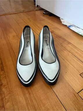 Maraolo Vintage Italian Leather Black & White Suede Kitten Heel Pumps EU 37